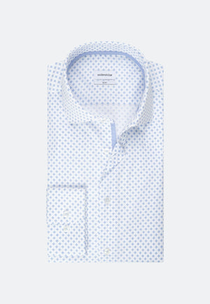 Seidensticker Structure shirt Slim Wit / Lichtblauw print - Jr&Sr The Hague
