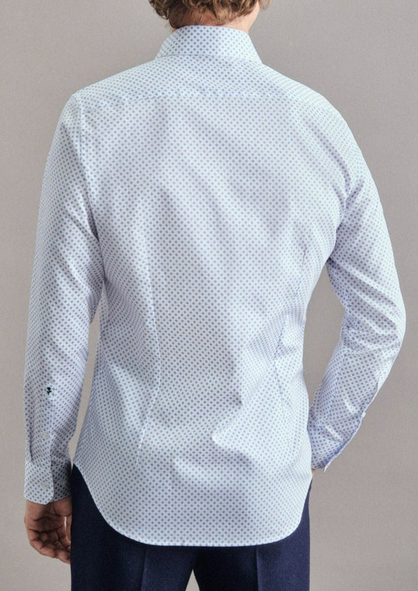 Seidensticker Structure shirt Slim Wit / Lichtblauw print - Jr&Sr The Hague