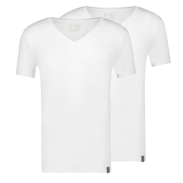Witte T-Shirts met Diepe V-Hals 2-Pack - Jr&Sr The Hague